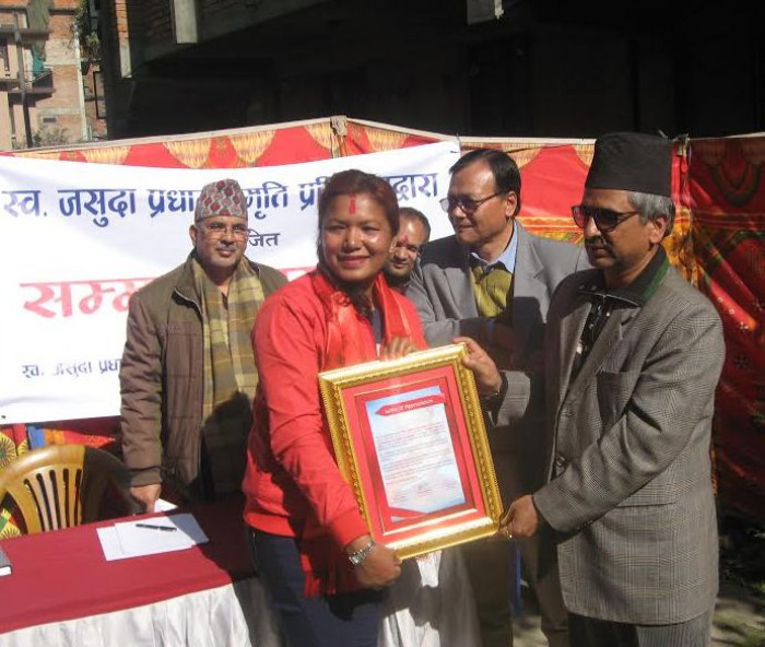 ‘जसुदा प्रधानस्मृति पुरस्कार’ शर्मालाई