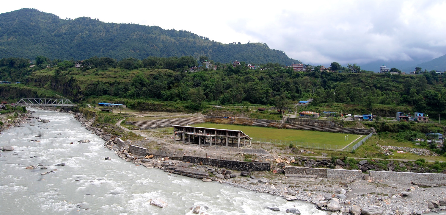 पोखरामा खेल मैदान निर्माण