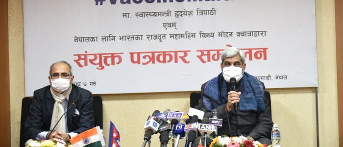 भारतले नेपाललाई कोरोनाविरुद्धको १० लाख डोज खोप उपलब्ध गराउने
