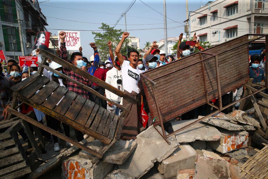 Shots, tear gas as police in Myanmar intensify use of force