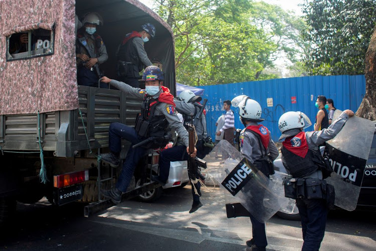 Myanmar police fire rubber bullets to disperse protesters in Yangon