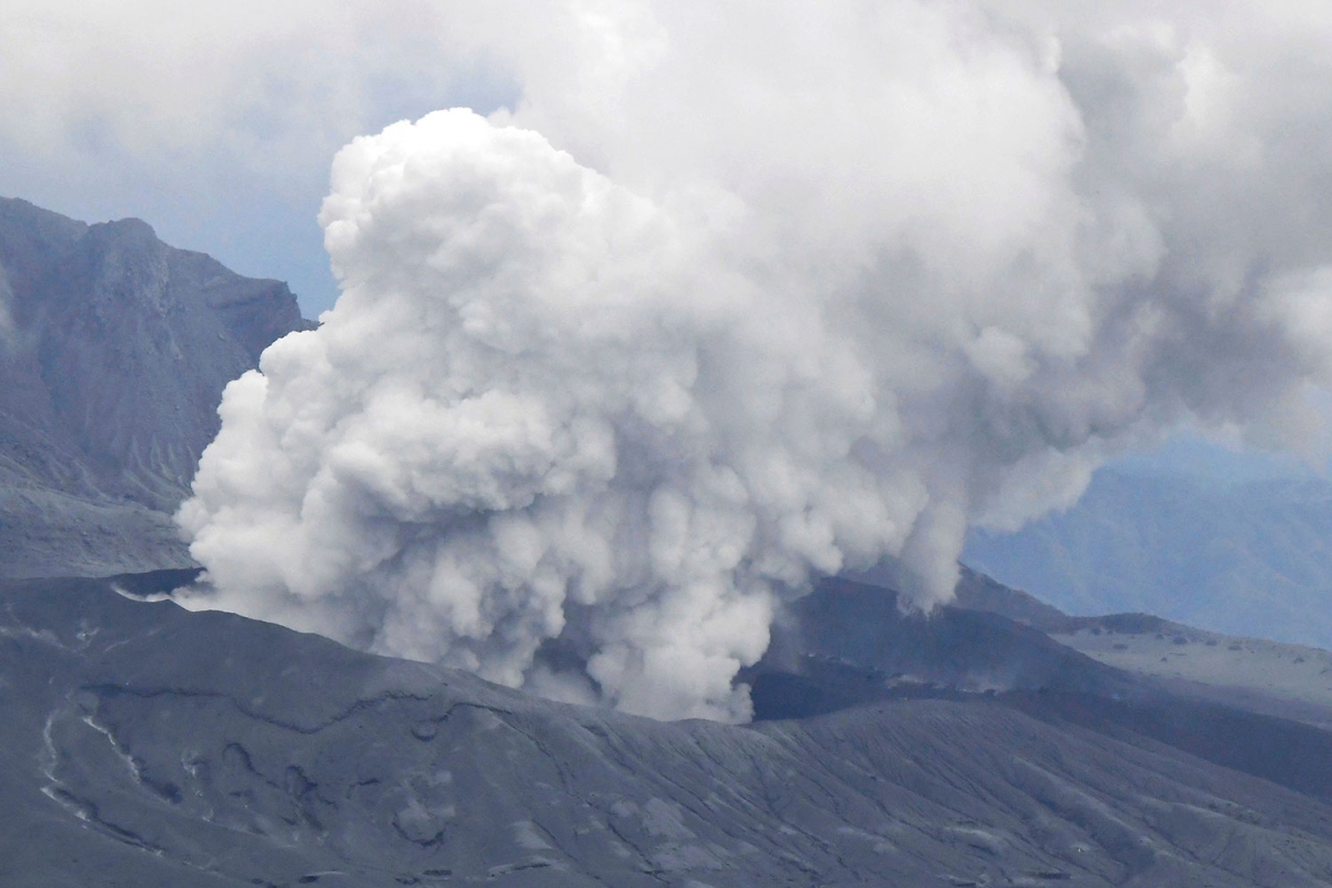 Japan’s Mount Aso volcano erupts