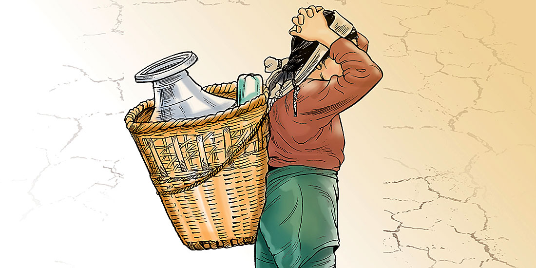 एक गाग्री पानी भर्न एक घण्टा